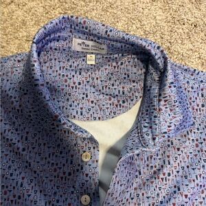 Peter Millar Geometric Blue and Red Men's Shirt